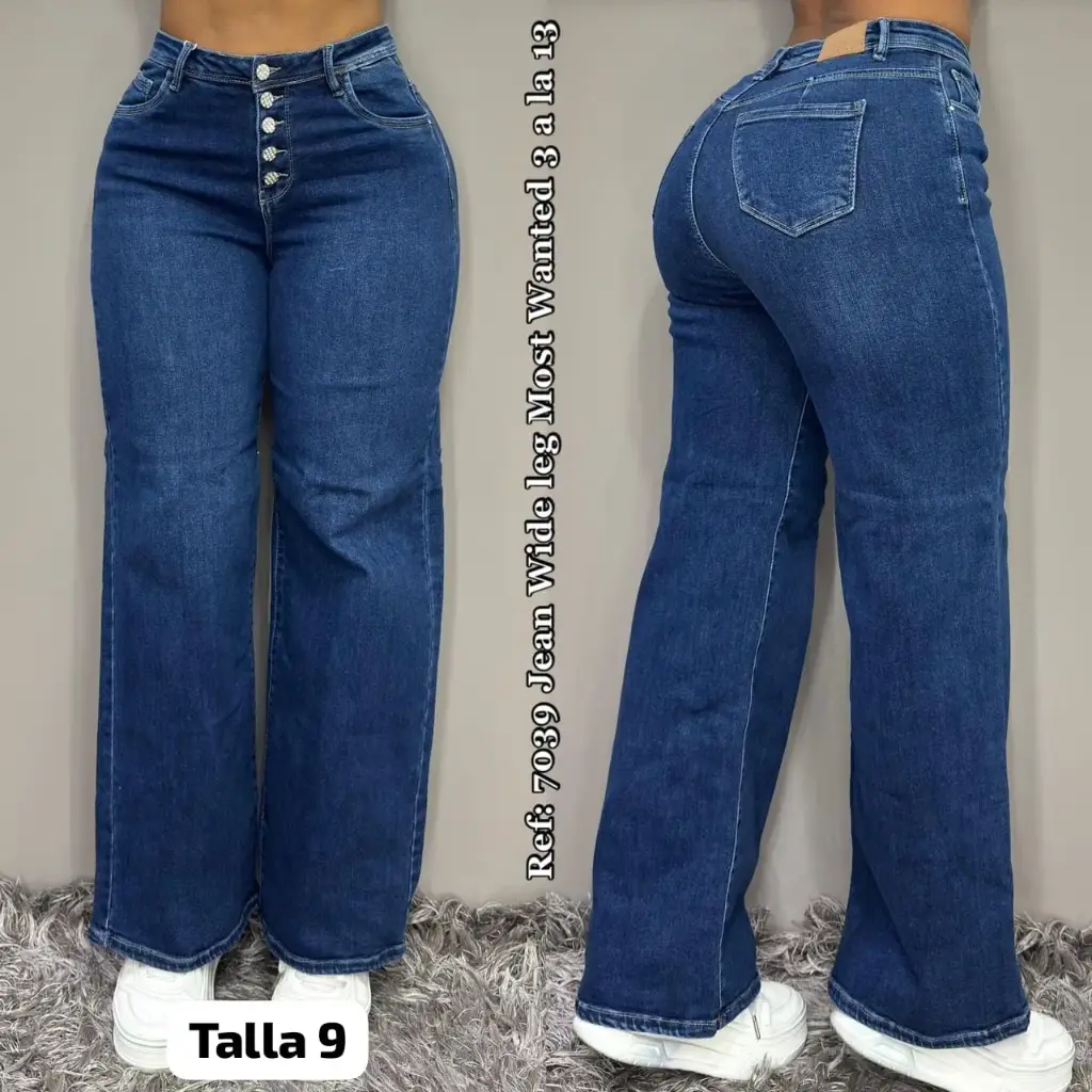 Jeans Bota Recta 5 Botones /Azul Rey