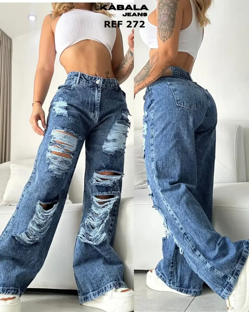 Jeans Cargo Rotos /Azul