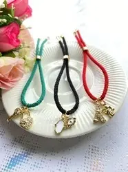 Pulsera Ajustable Con Dije / Verde/Negro/Rojo