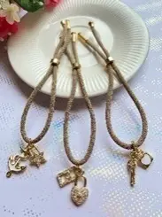 Pulsera Ajustable Con Dije /Nude