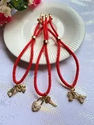 Pulsera Ajustable Con Dije /Rojo