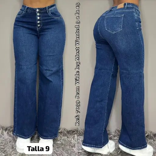 Jeans Bota Recta 5 Botones /Azul Rey